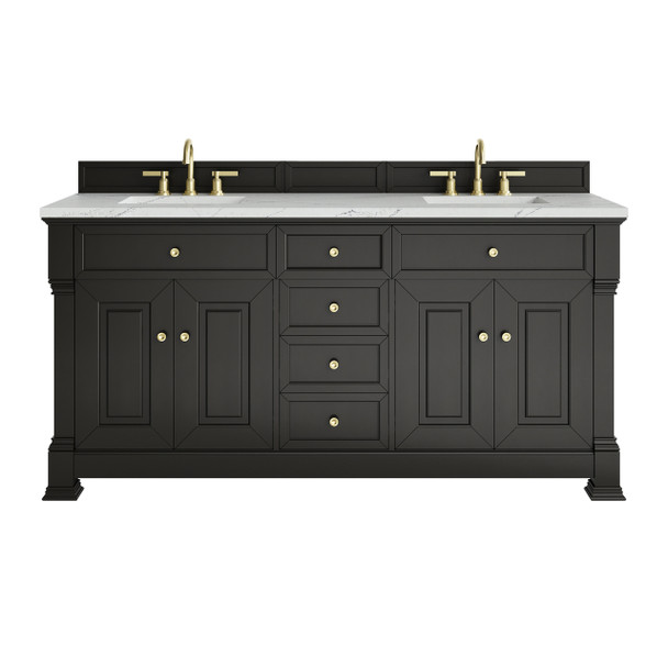 Brookfield 72" Double Vanity, Black Onyx w/ 3 CM Ethereal Noctis Silestone Top