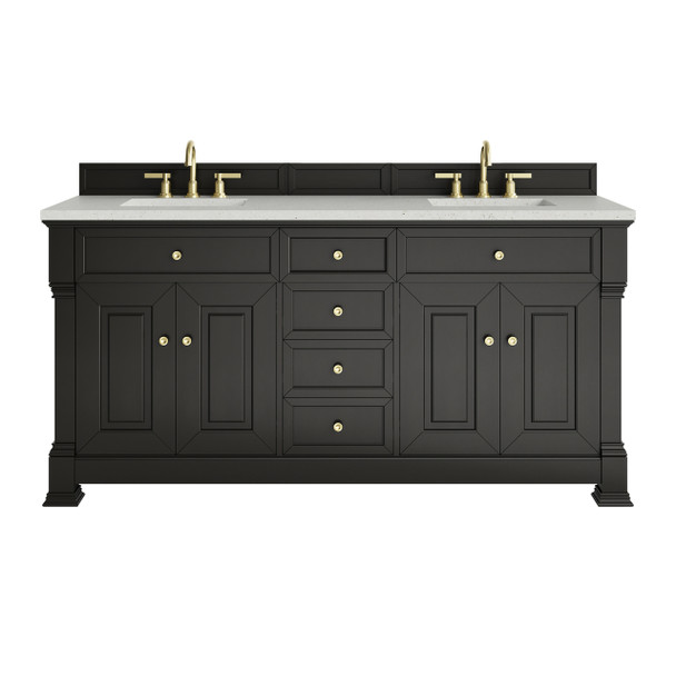 Brookfield 72" Double Vanity, Black Onyx w/ 3 CM Lime Delight Silestone Top