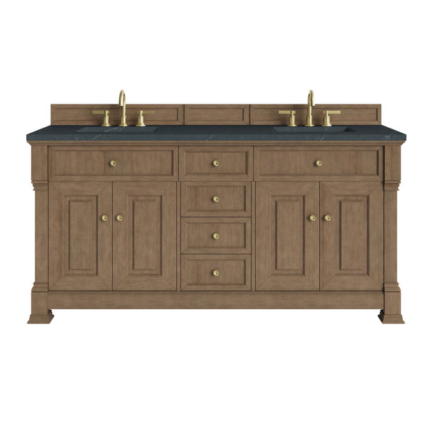 Brookfield 72" Double Vanity, Pecan, w/ 3 CM Charcoal Soapstone Silestone Top