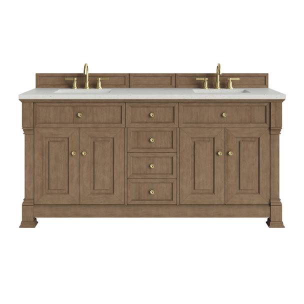 Brookfield 72" Double Vanity, Pecan w/ 3 CM Lime Delight Silestone Top