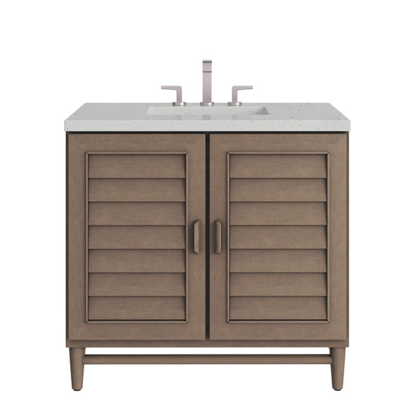 Portland 36" Single Vanity Whitewashed Walnut w/ 3 CM Lime Delight Silestone Top