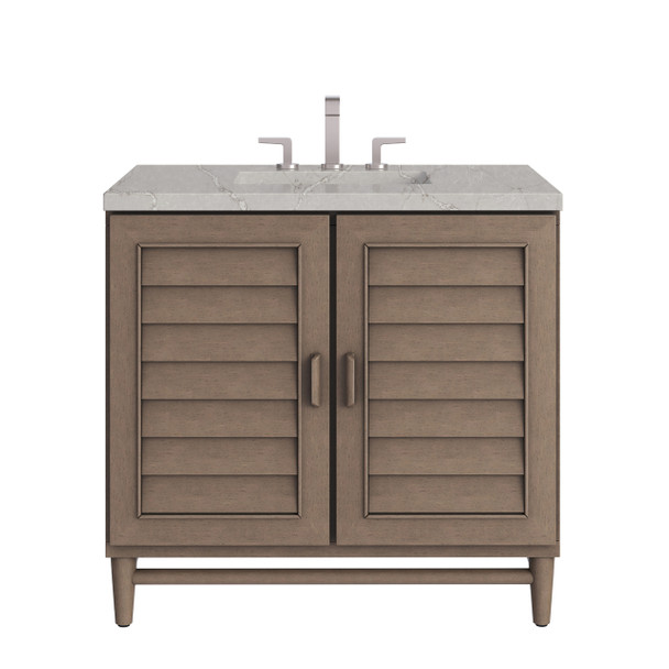 Portland 36" Single Vanity Whitewashed Walnut w/ 3 CM Victorian Silver Silestone Top