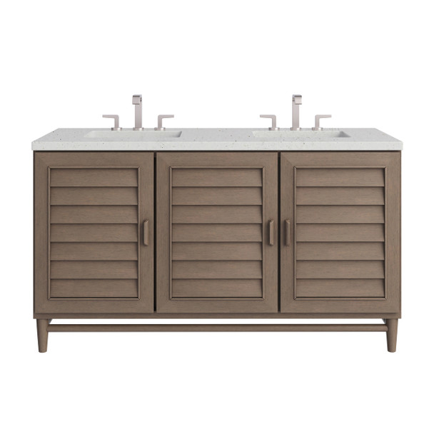 Portland 60" Double Vanity Whitewashed Walnut w/ 3 CM Lime Delight Silestone Top