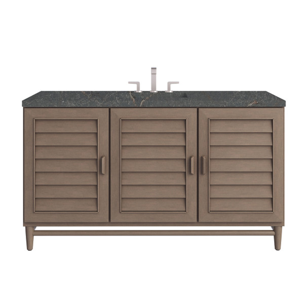 Portland 60" Single Vanity Whitewashed Walnut w/ 3 CM Parisien Bleu Silestone Top