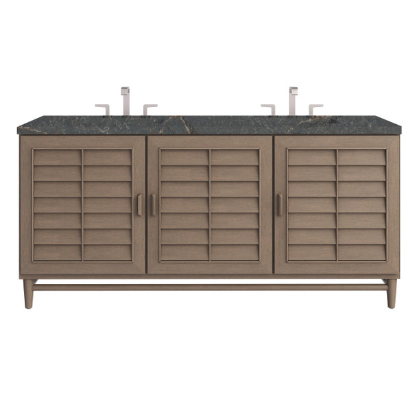 Portland 72" Double Vanity Whitewashed Walnut w/ 3 CM Parisien Bleu Silestone Top