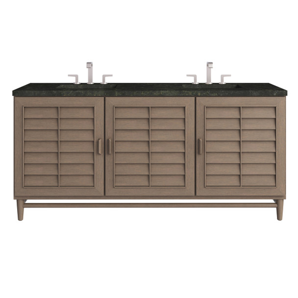 Portland 72" Double Vanity, Whitewashed Walnut, w/ 3 CM Phantome Eclos Top