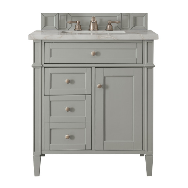 Brittany 30" Single Vanity, Urban Gray, w/ 3 CM Victorian Silver Silestone Top