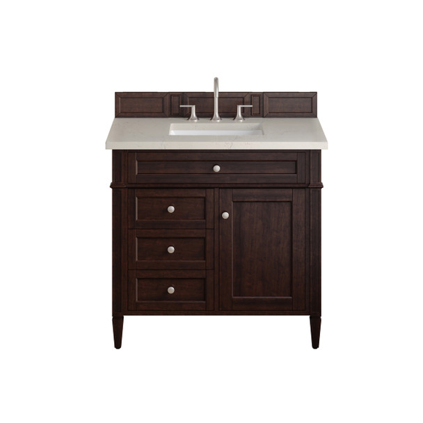 Brittany 36" Single Vanity, Burnished Mahogany, w/ 3 CM Siberian Silestone Top