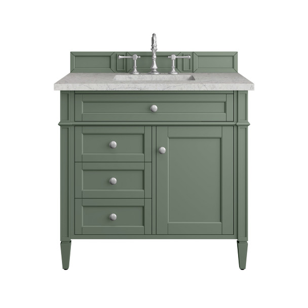 Brittany 36" Single Vanity, Smokey Celadon w/ 3 CM Eternal Jasmine Pearl Top