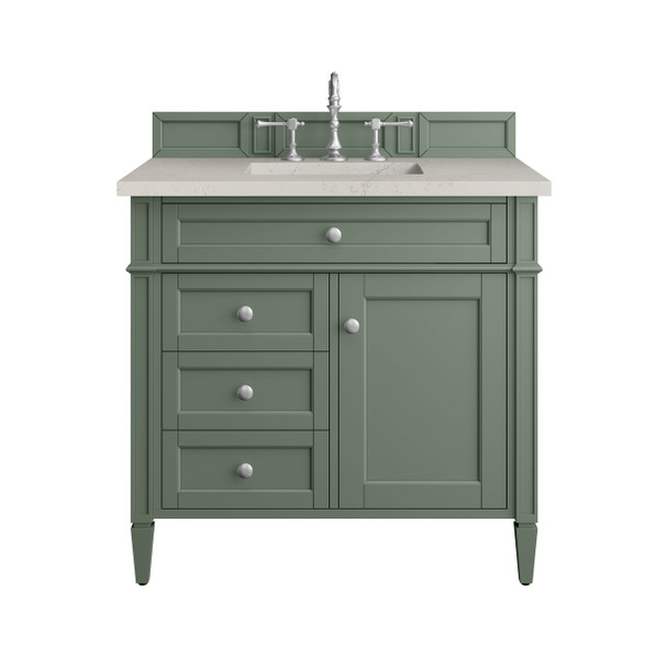Brittany 36" Single Vanity, Smokey Celadon, w/ 3 CM Siberian Silestone Top