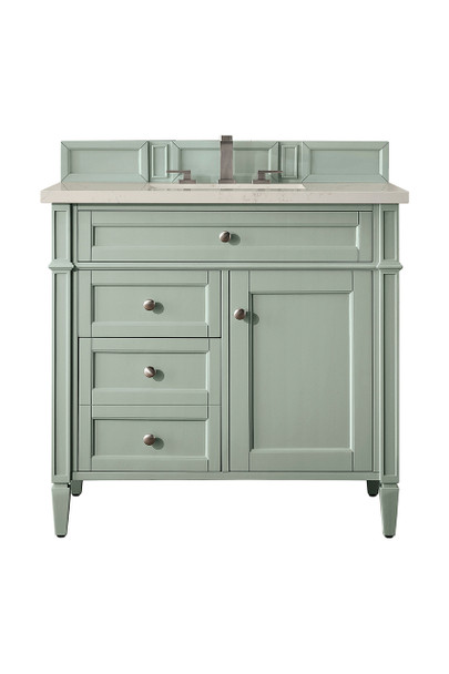 Brittany 36" Single Vanity, Sage Green, w/ 3 CM Siberian Silestone Top