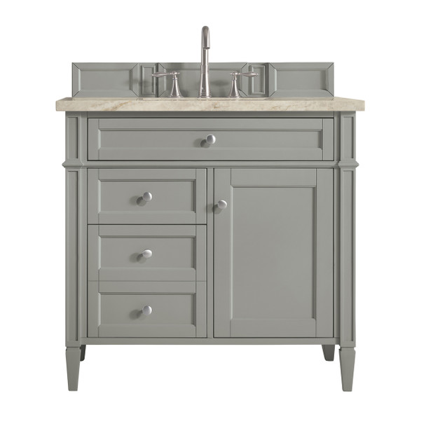 Brittany 36" Single Vanity, Urban Gray, w/ 3 CM Tajnar Eclos Top
