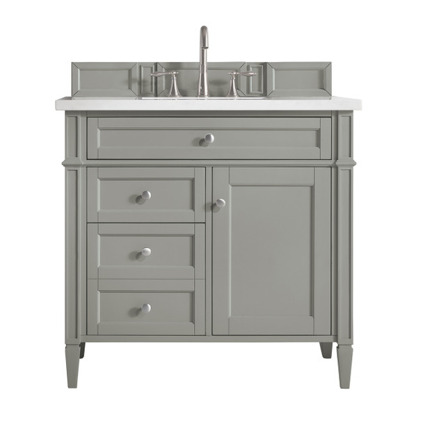 Brittany 36" Single Vanity, Urban Gray w/ 3 CM White Zeus Silestone Top