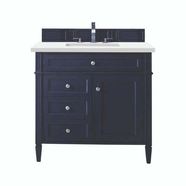 Brittany 36" Single Vanity, Victory Blue w/ 3 CM White Zeus Silestone Top