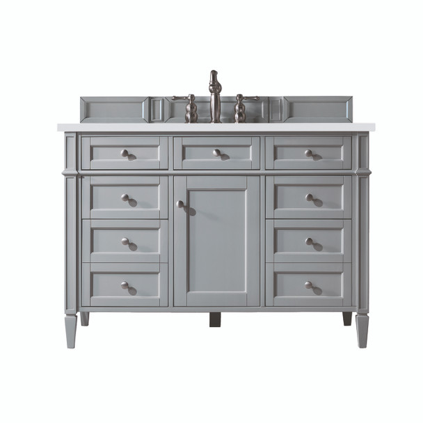 Brittany 48" Single Vanity, Urban Gray w/ 3 CM White Zeus Silestone Top