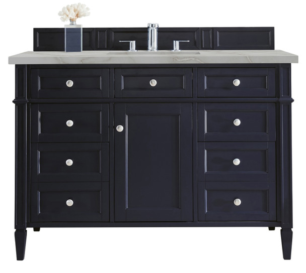 Brittany 48" Single Vanity, Victory Bleu w/ 3 CM Victorian Silver Silestone Top