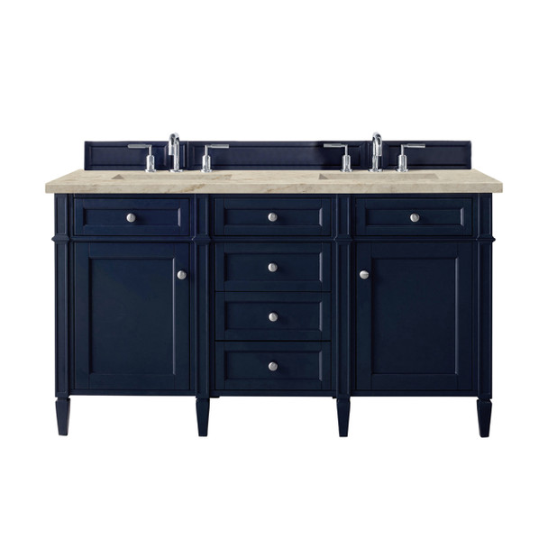 Brittany 60" Double Vanity, Victory Blue, w/ 3 CM Tajnar Eclos Top