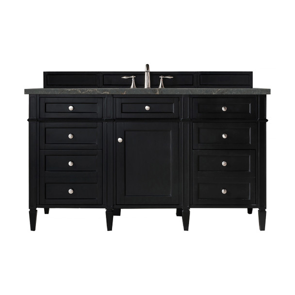 Brittany 60" Single Vanity, Black Onyx w/ 3 CM Parisien Bleu Silestone Top