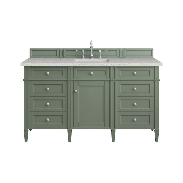 Brittany 60" Single Vanity, Smokey Celadon w/ 3 CM Eternal Jasmine Pearl Top