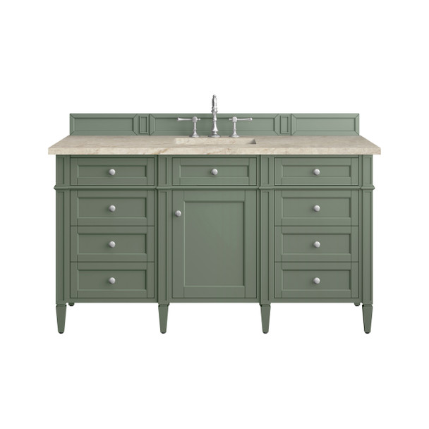 Brittany 60" Single Vanity, Smokey Celadon, w/ 3 CM Tajnar Eclos Top