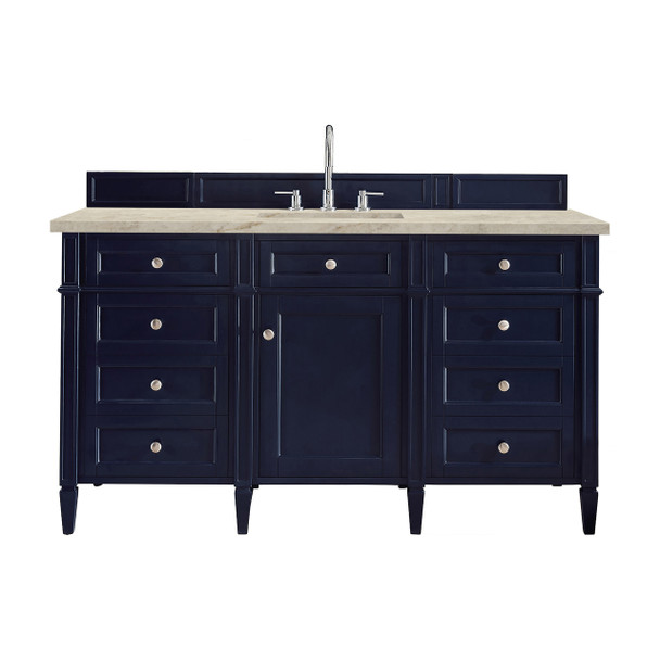 Brittany 60" Single Vanity, Victory Blue, w/ 3 CM Tajnar Eclos Top w/FreePower Wireless Charger