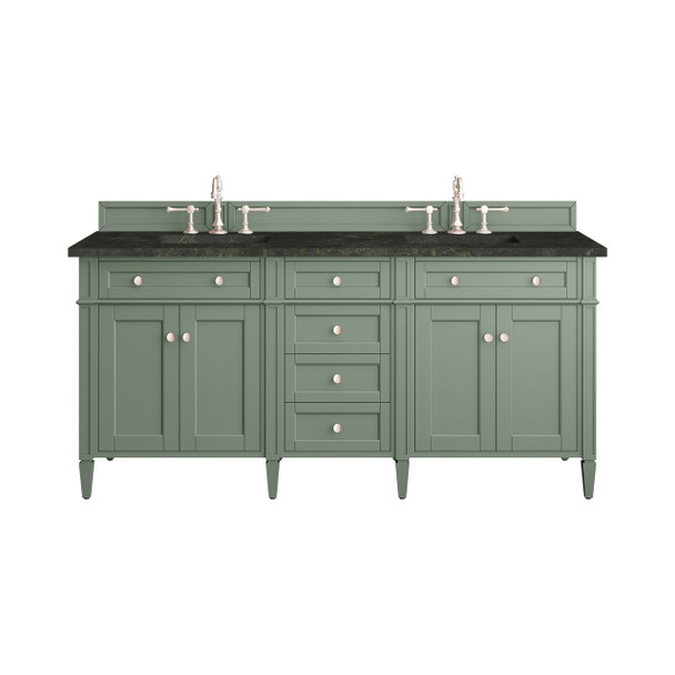 Brittany 72" Double Vanity, Smokey Celadon, w/ 3 CM Phantome Eclos Top
