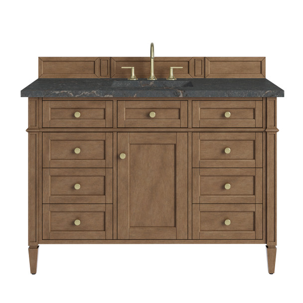 Brittany 48" Single Vanity, Pecan w/ 3 CM Parisien Bleu Silestone Top