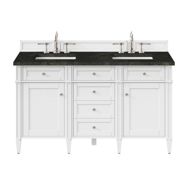 Brittany 60" Double Vanity in Bright White, w/ 3 CM Phantome Eclos Top