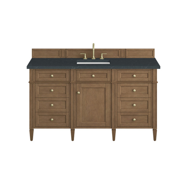 Brittany 60" Single Vanity, Pecan w/ 3 CM Charcoal Soapstone Silestone Top