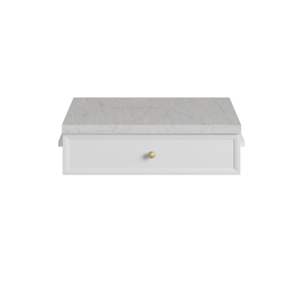 Bellshire 24" Drawer Unit, Bright White w/ 3 CM Eternal Jasmine Pearl Silestone Top