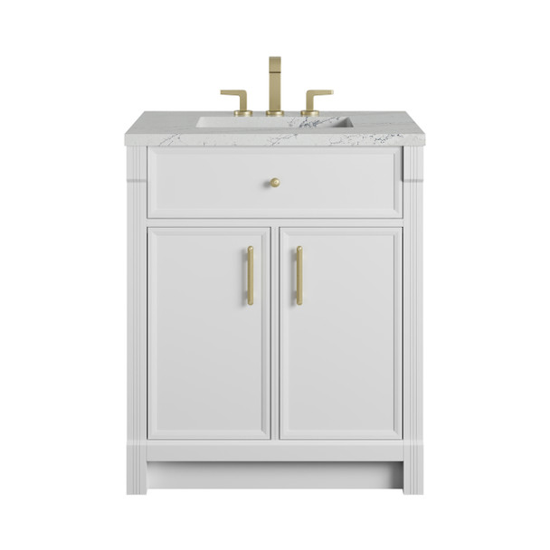 Bellshire 30" Single Vanity, Bright White w/ 3 CM Ethereal Noctis Silestone Top