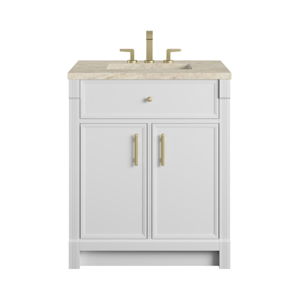 Bellshire 30" Single Vanity, Bright White w/ 3 CM Tajnar Eclos Top