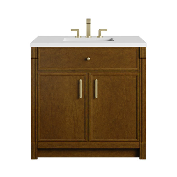 Bellshire 36" Single Vanity, Honey Oak w/ 3 CM White Zeus Silestone Top