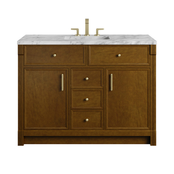 Bellshire 48" Single Vanity, Honey Oak w/ 3 CM Carrara Marble Top