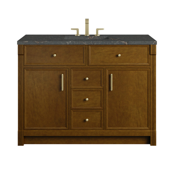 Bellshire 48" Single Vanity, Honey Oak w/ 3 CM Parisien Bleu Silestone Top