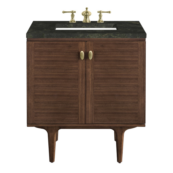 Amberly 30" Single Vanity, Mid-Century Walnut, w/ 3 CM Phantome Eclos Top