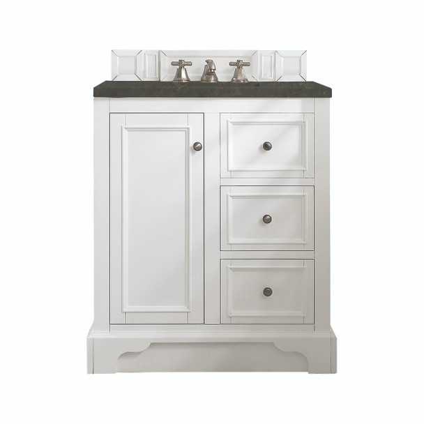 De Soto 30" Single Vanity, Bright White, w/ 3 CM Phantome Eclos Top