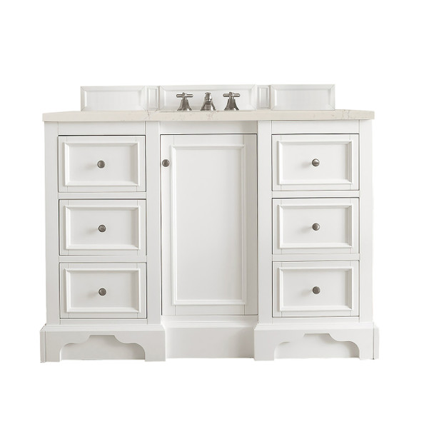 De Soto 48" Single Vanity, Bright White, w/ 3 CM Siberian Silestone Top