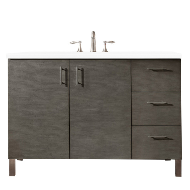 Metropolitan 48" Single Vanity, Silver Oak w/ 3 CM White Zeus Silestone Top