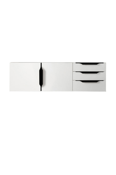 Columbia 48" Single Wall Mount Vanity Cabinet, Glossy White, Matte Black