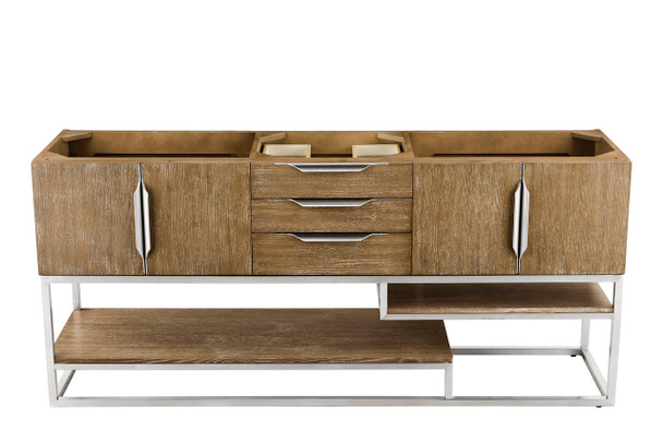 Columbia 72" Double Vanity Cabinet, Latte Oak, Brushed Nickel