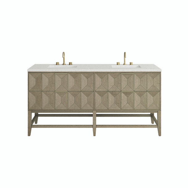 Emmeline 72" Double Vanity, Pebble Oak w/ 3 CM Lime Delight Top