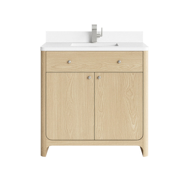 Gracyn 36" Single Vanity, Coastal Driftwood, w/ 3 CM White Zeus Quartz Top