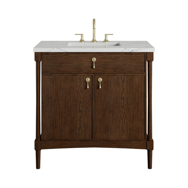 Kinnsden 36" Single Vanity, Sable Oak w/ 3 CM Ethereal Noctis Silestone Top