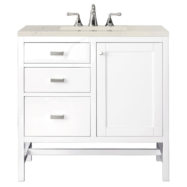 Addison 36" Single Vanity, Glossy White, w/ 3 CM Siberian Silestone Top