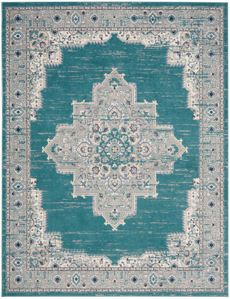 Nourison Passion PSN03 Turquoise Grey Area Rugs