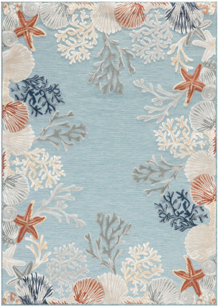 Nourison Suncoast SNC04 Teal Multicolor Area Rugs