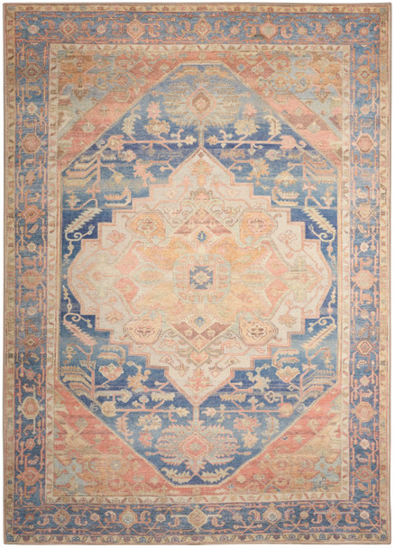 Nourison Vintage Washables VWS13 Blue Coral Area Rugs