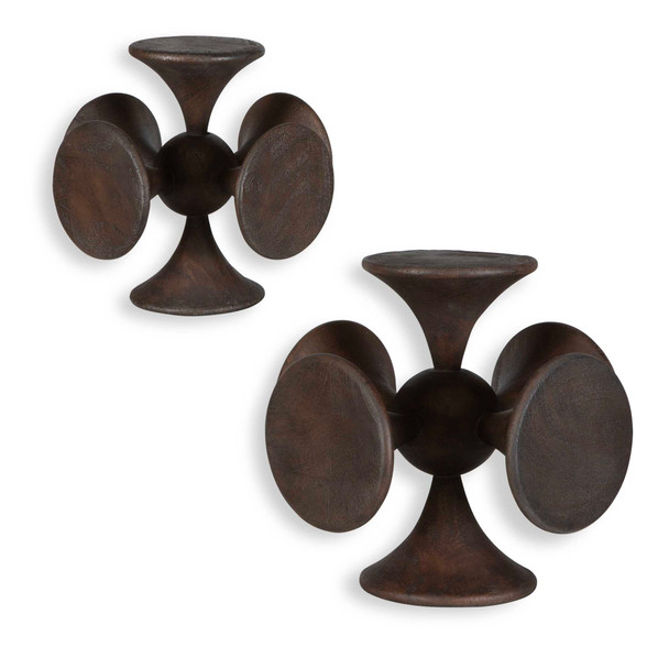 Uttermost Balanced Harmony Dark Wooden Sculptures Set/2