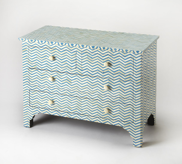 Butler Chevron Blue Bone Inlay Console Chest